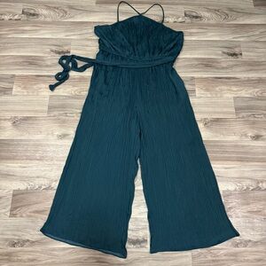 NWT Banana Republic Halter Elastic Waist Jumpsuit Pleated in Teal size XL